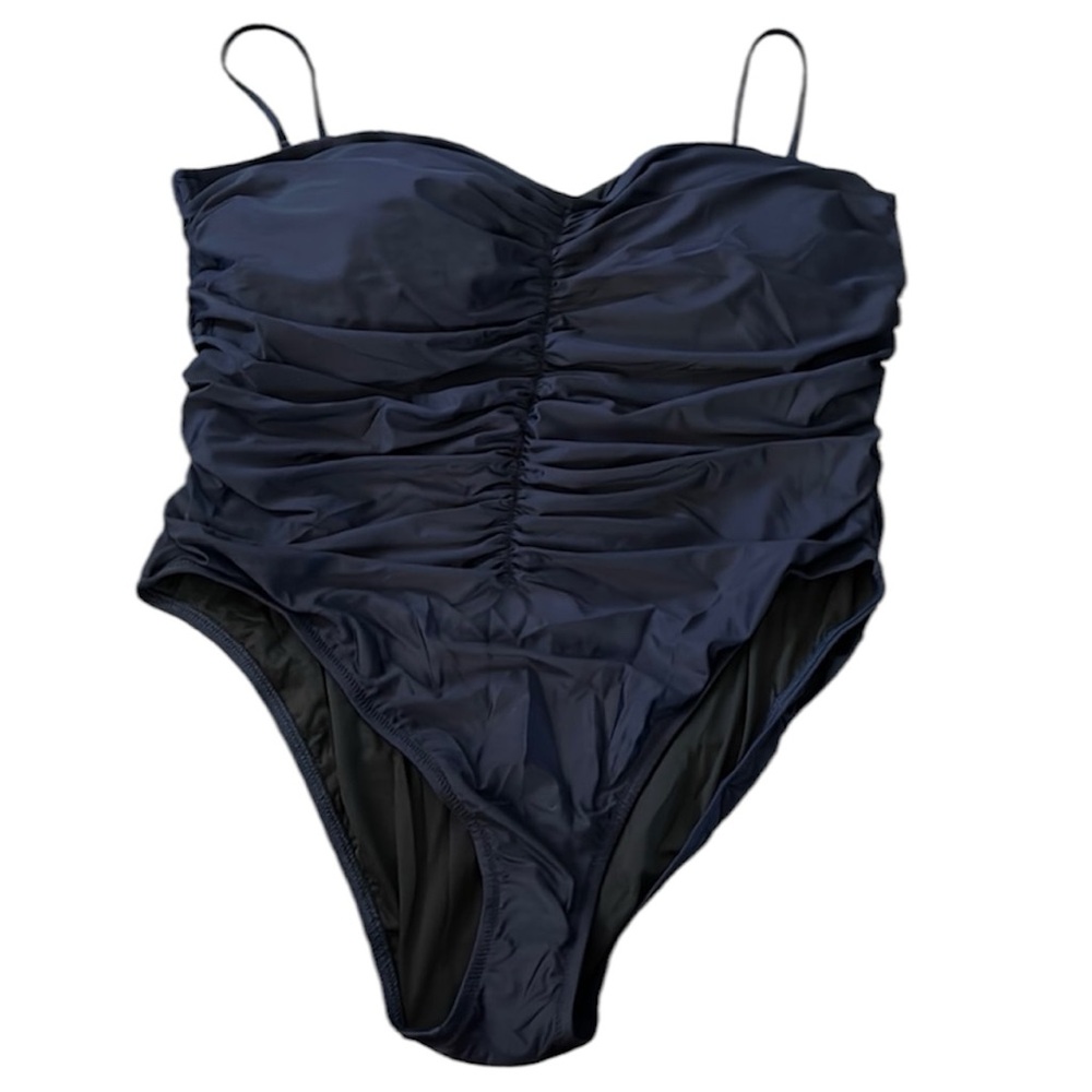 NWT J. Crew Navy Blue Ruched Sweetheart One Piece Swimsuit Size 22